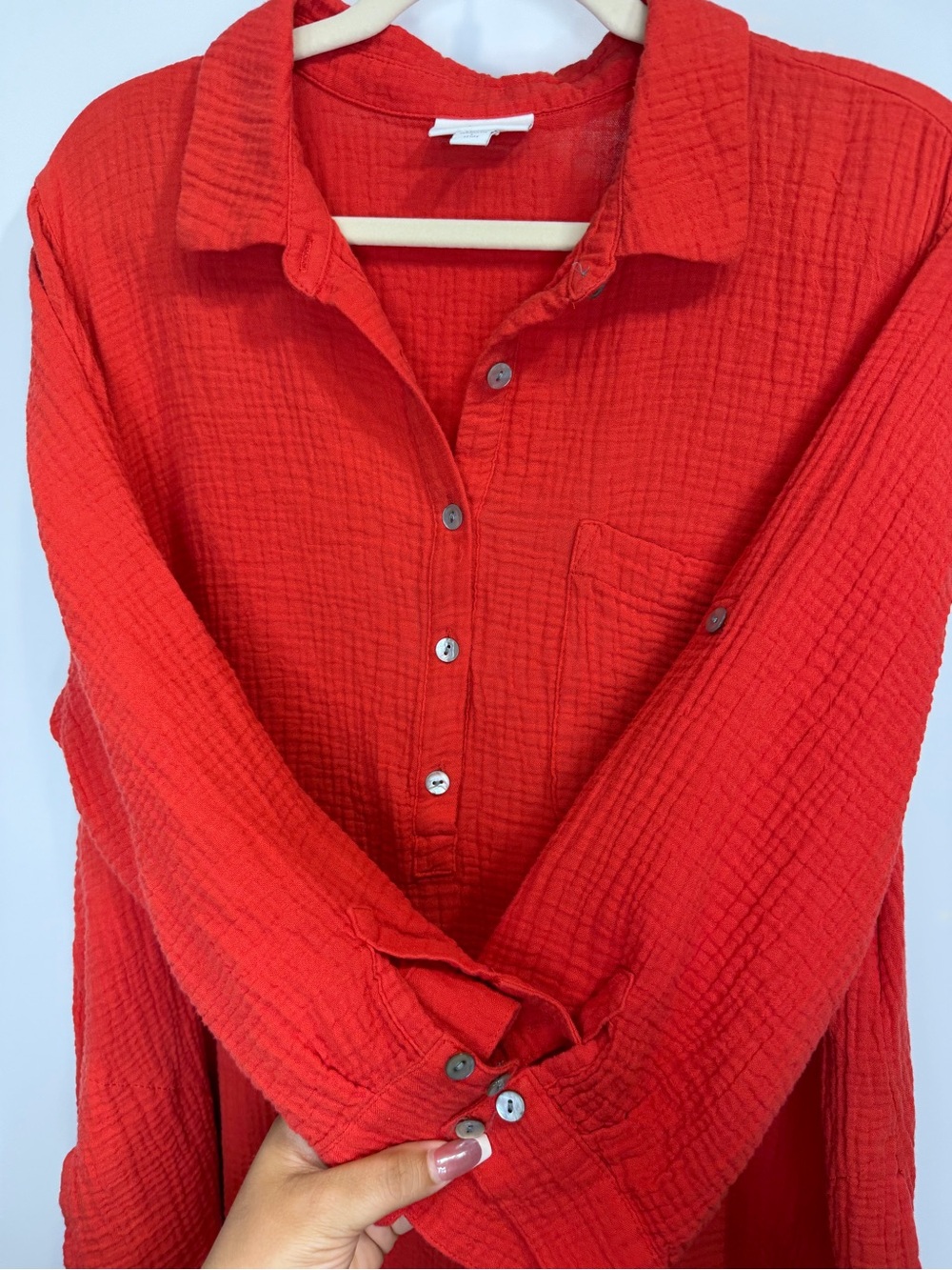 J. Jill 100% Cotton Button-Henley Midi Shirt Dress Size L - Picture 6 of 14